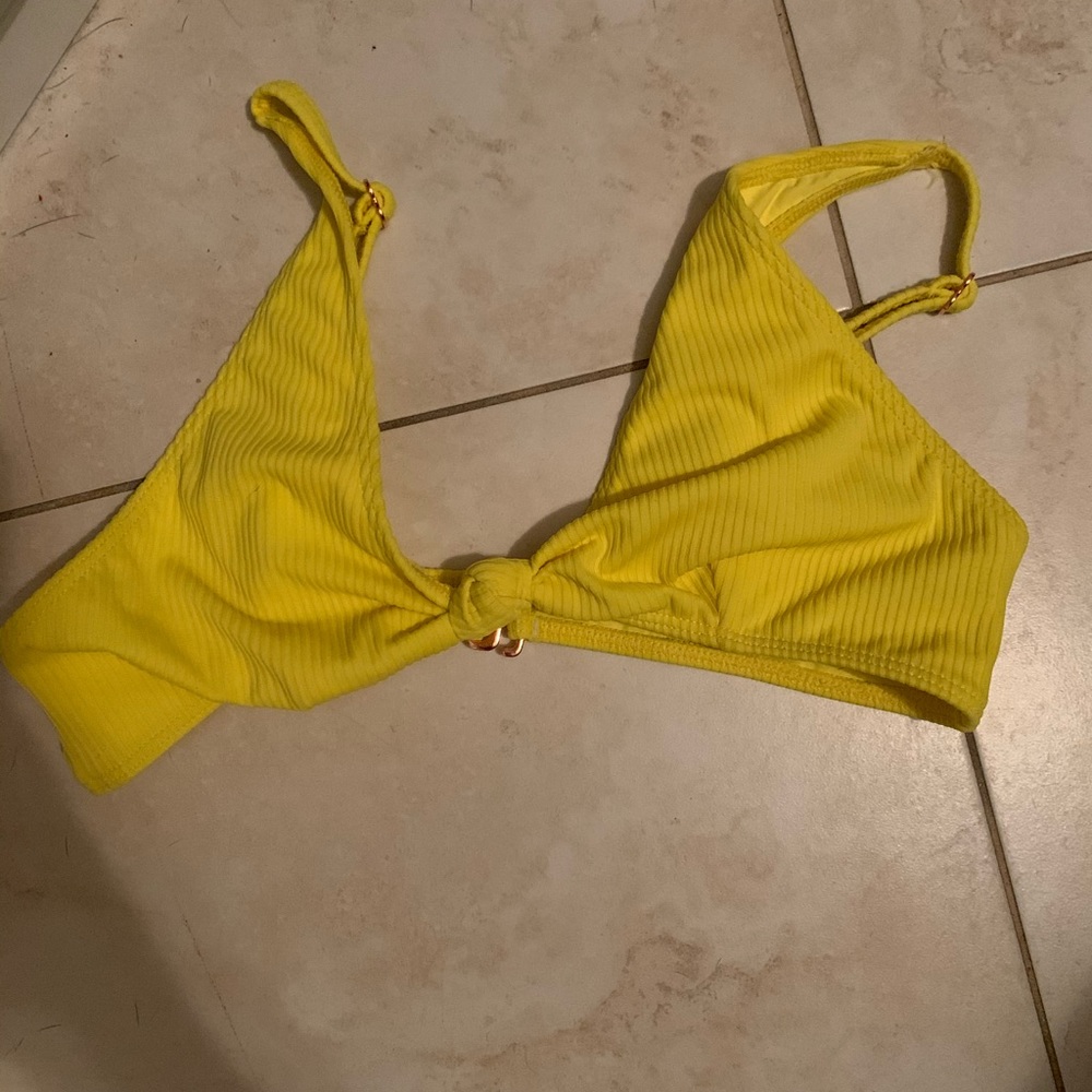 ISHINE365 yellow ribbed bikini top zoe